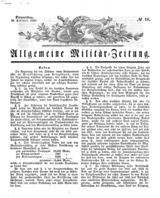 Allgemeine Militär-Zeitung Donnerstag 10. Februar 1848