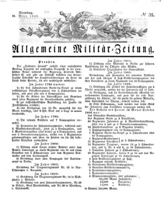 Allgemeine Militär-Zeitung Dienstag 21. März 1848