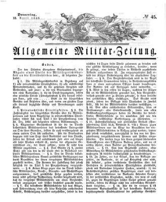 Allgemeine Militär-Zeitung Donnerstag 13. April 1848