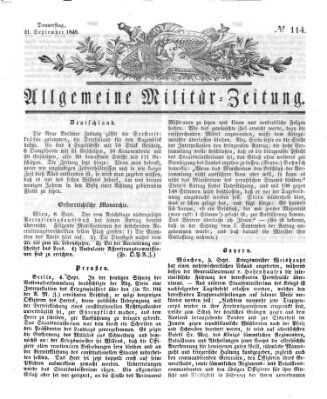 Allgemeine Militär-Zeitung Donnerstag 21. September 1848