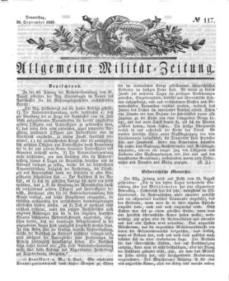 Allgemeine Militär-Zeitung Donnerstag 28. September 1848