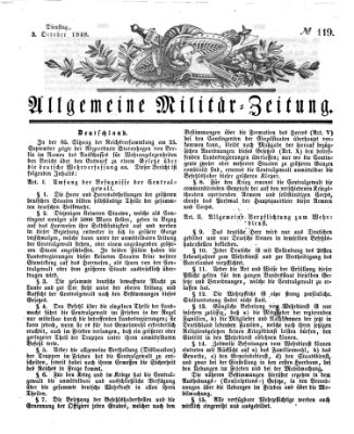 Allgemeine Militär-Zeitung Dienstag 3. Oktober 1848