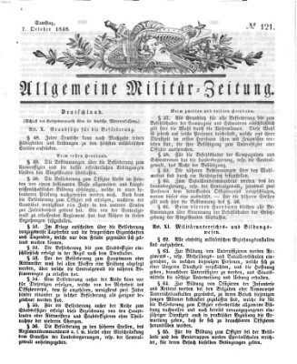 Allgemeine Militär-Zeitung Samstag 7. Oktober 1848