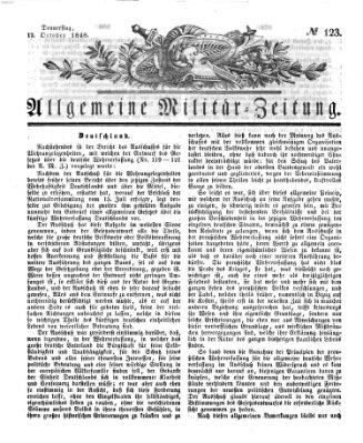 Allgemeine Militär-Zeitung Donnerstag 12. Oktober 1848