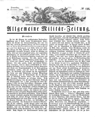 Allgemeine Militär-Zeitung Donnerstag 19. Oktober 1848