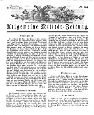 Allgemeine Militär-Zeitung Donnerstag 30. November 1848