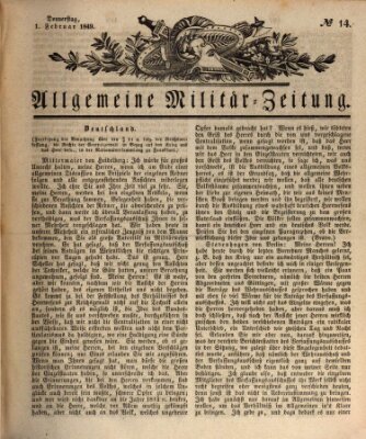 Allgemeine Militär-Zeitung Donnerstag 1. Februar 1849