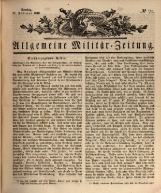 Allgemeine Militär-Zeitung Samstag 17. Februar 1849