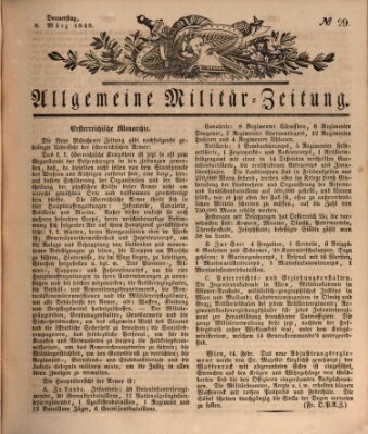 Allgemeine Militär-Zeitung Donnerstag 8. März 1849