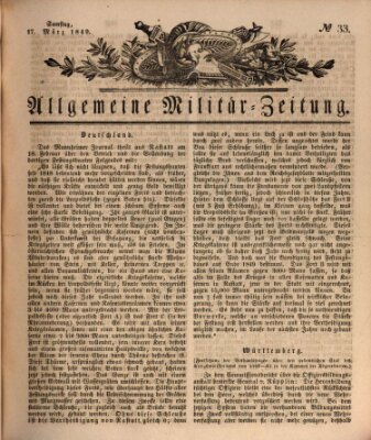 Allgemeine Militär-Zeitung Samstag 17. März 1849