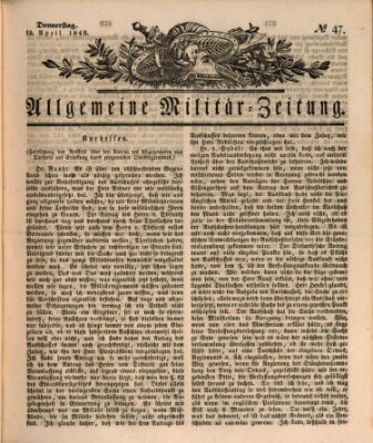 Allgemeine Militär-Zeitung Donnerstag 19. April 1849