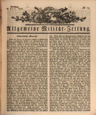 Allgemeine Militär-Zeitung Samstag 28. April 1849