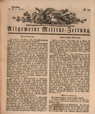 Allgemeine Militär-Zeitung Dienstag 15. Mai 1849