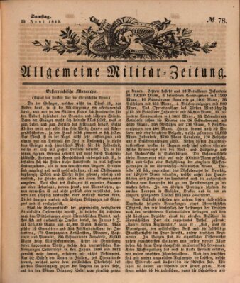 Allgemeine Militär-Zeitung Samstag 30. Juni 1849