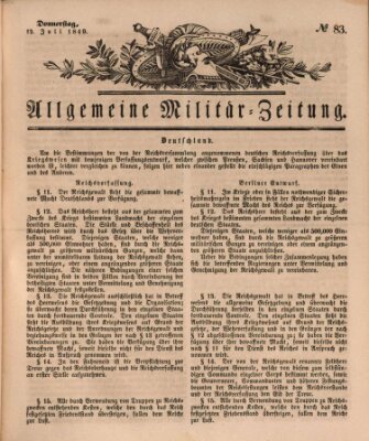 Allgemeine Militär-Zeitung Donnerstag 12. Juli 1849