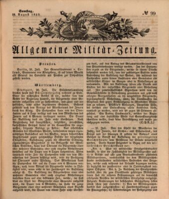 Allgemeine Militär-Zeitung Samstag 18. August 1849