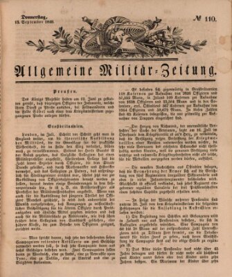 Allgemeine Militär-Zeitung Donnerstag 13. September 1849