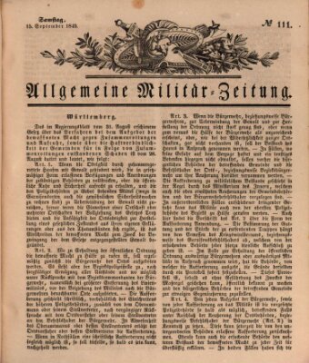 Allgemeine Militär-Zeitung Samstag 15. September 1849