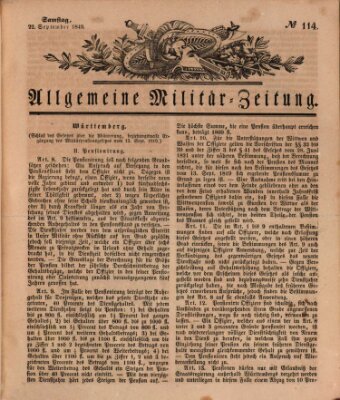 Allgemeine Militär-Zeitung Samstag 22. September 1849