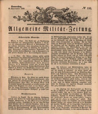 Allgemeine Militär-Zeitung Donnerstag 27. September 1849