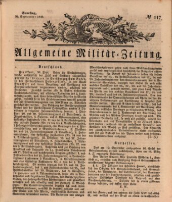 Allgemeine Militär-Zeitung Samstag 29. September 1849