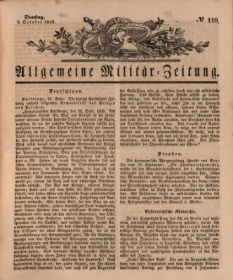 Allgemeine Militär-Zeitung Dienstag 2. Oktober 1849