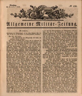 Allgemeine Militär-Zeitung Dienstag 30. Oktober 1849