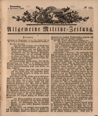 Allgemeine Militär-Zeitung Donnerstag 1. November 1849