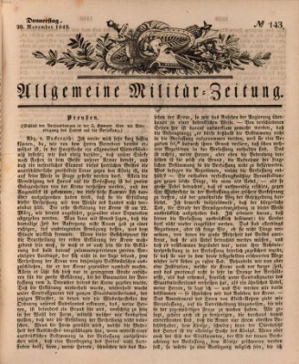 Allgemeine Militär-Zeitung Donnerstag 29. November 1849