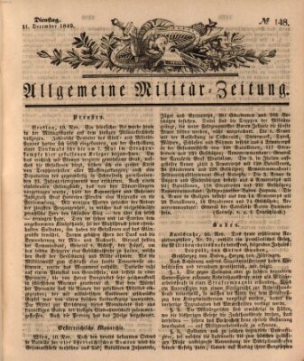 Allgemeine Militär-Zeitung Dienstag 11. Dezember 1849