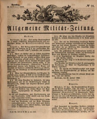 Allgemeine Militär-Zeitung Samstag 16. Februar 1850