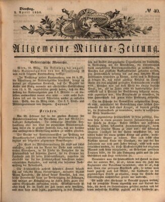 Allgemeine Militär-Zeitung Dienstag 2. April 1850