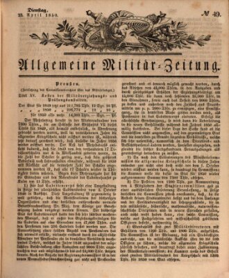 Allgemeine Militär-Zeitung Dienstag 23. April 1850