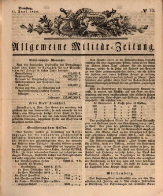 Allgemeine Militär-Zeitung Dienstag 11. Juni 1850