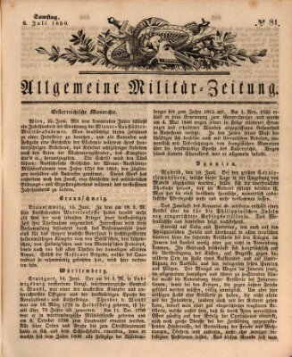 Allgemeine Militär-Zeitung Samstag 6. Juli 1850