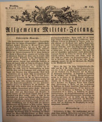 Allgemeine Militär-Zeitung Dienstag 20. August 1850