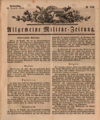 Allgemeine Militär-Zeitung Donnerstag 29. August 1850