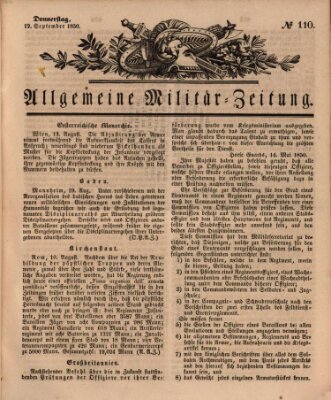 Allgemeine Militär-Zeitung Donnerstag 12. September 1850