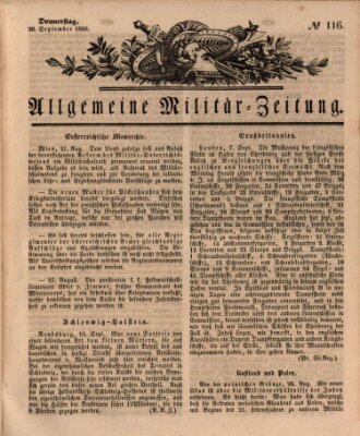 Allgemeine Militär-Zeitung Donnerstag 26. September 1850