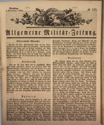 Allgemeine Militär-Zeitung Dienstag 5. November 1850