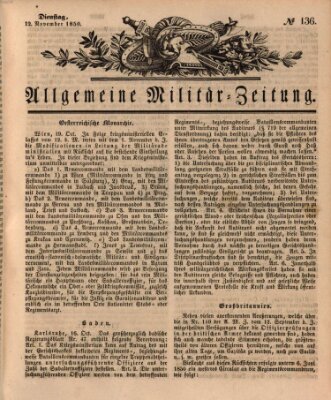 Allgemeine Militär-Zeitung Dienstag 12. November 1850