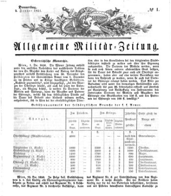 Allgemeine Militär-Zeitung Donnerstag 2. Januar 1851