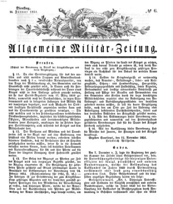 Allgemeine Militär-Zeitung Dienstag 14. Januar 1851