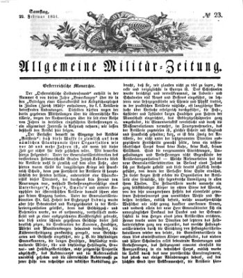 Allgemeine Militär-Zeitung Samstag 22. Februar 1851