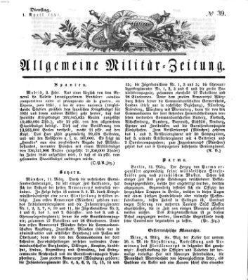 Allgemeine Militär-Zeitung Dienstag 1. April 1851