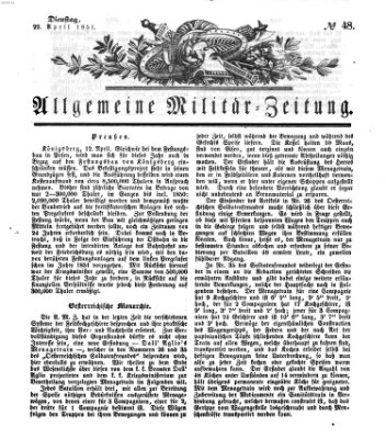 Allgemeine Militär-Zeitung Dienstag 22. April 1851