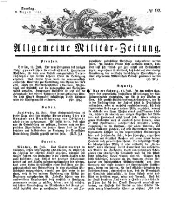 Allgemeine Militär-Zeitung Samstag 2. August 1851