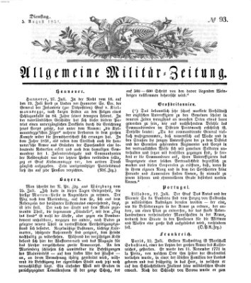 Allgemeine Militär-Zeitung Dienstag 5. August 1851