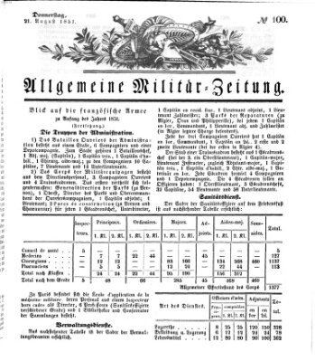 Allgemeine Militär-Zeitung Donnerstag 21. August 1851