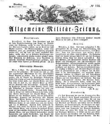 Allgemeine Militär-Zeitung Dienstag 23. September 1851